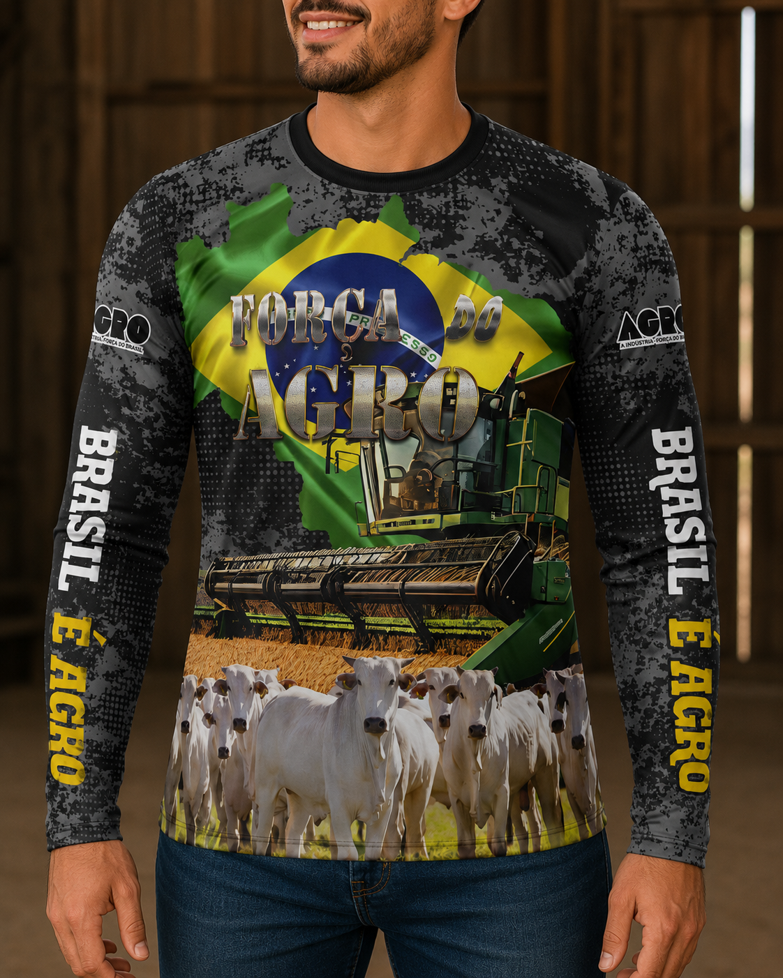 Camiseta Raglan Gola Padre com Zíper