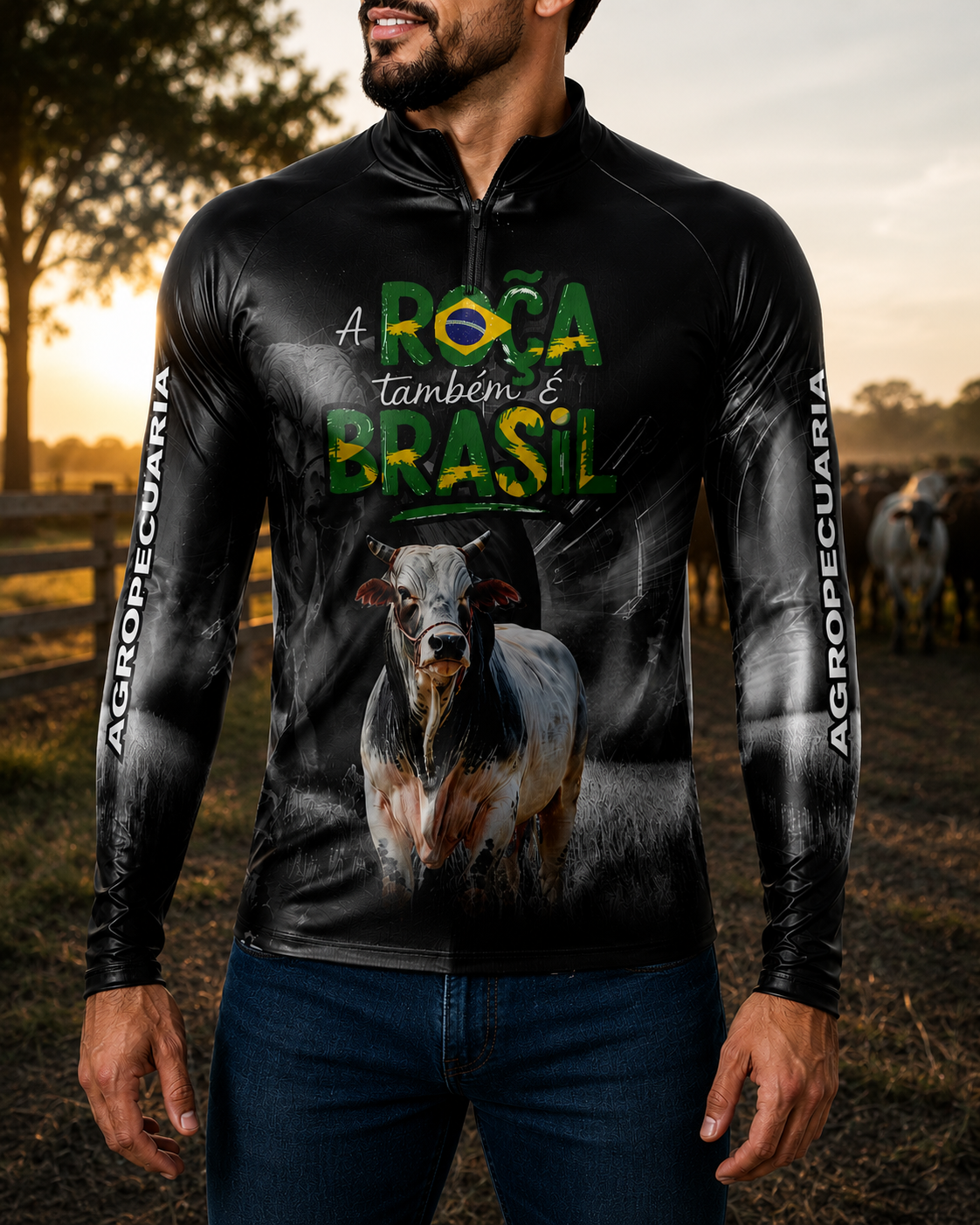 Camiseta Raglan Gola Padre com Zíper