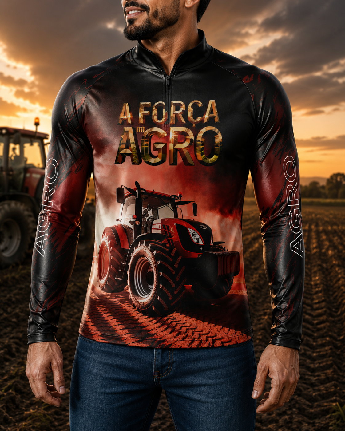 Camiseta Raglan Gola Padre com Zíper