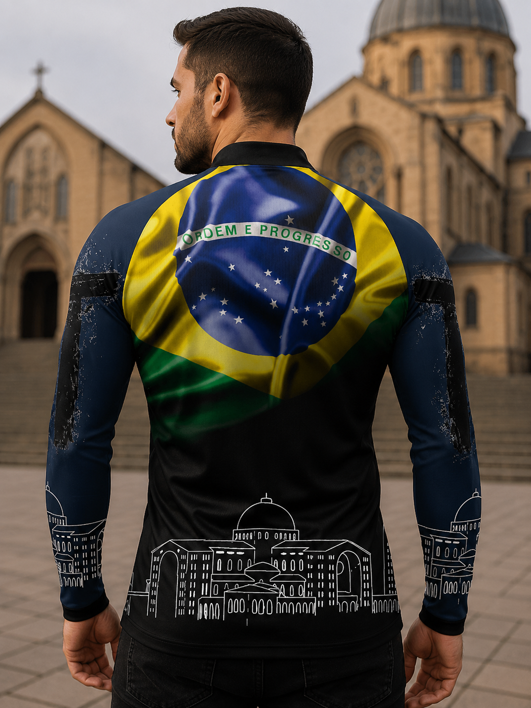 Camiseta Raglan Gola Padre com Zíper