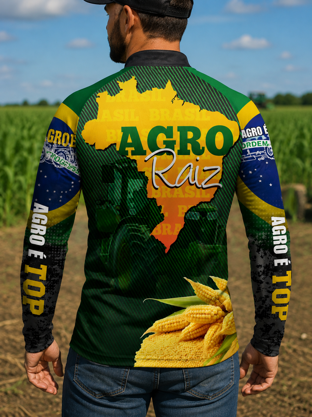 Camiseta Raglan Gola Padre com Zíper