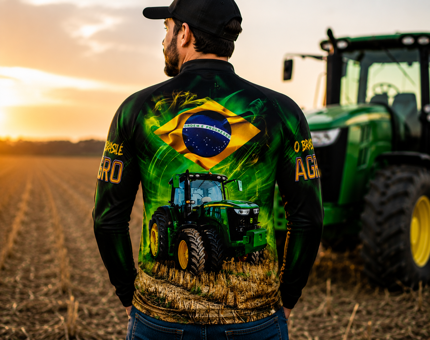 Camiseta Raglan Gola Padre com Zíper