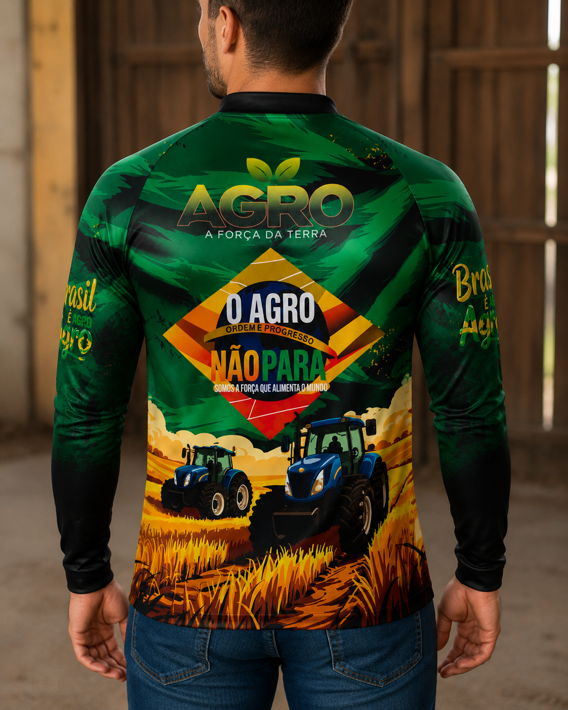 Camiseta Raglan Gola Padre com Zíper