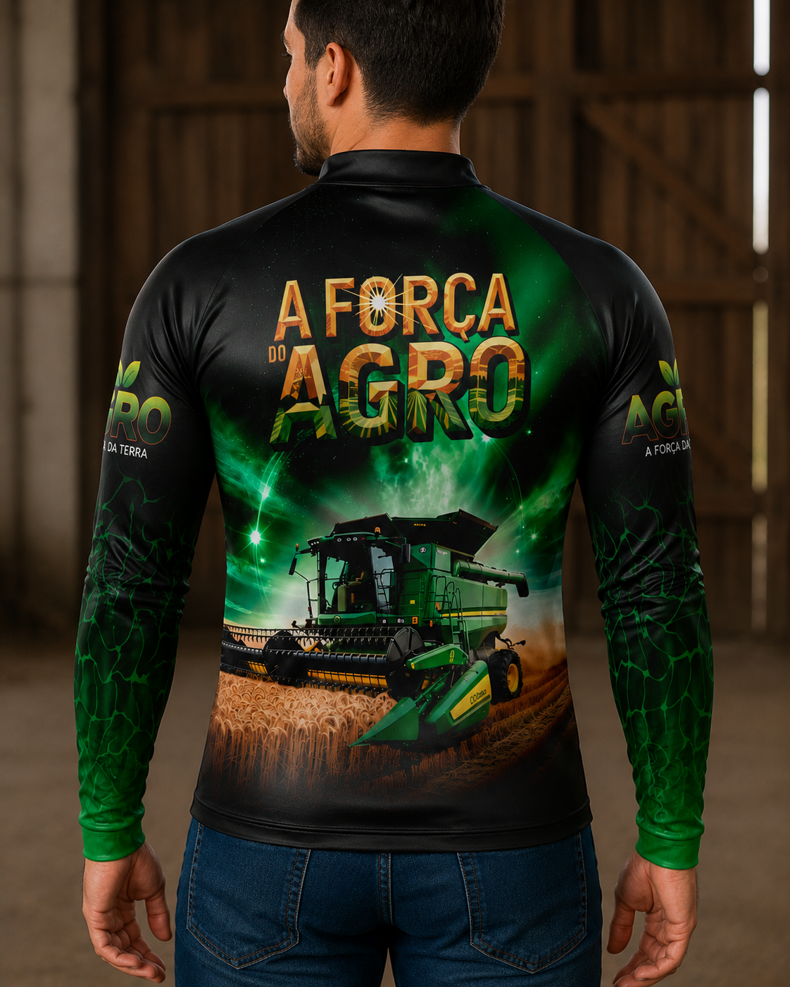 Camiseta Raglan Gola Padre com Zíper