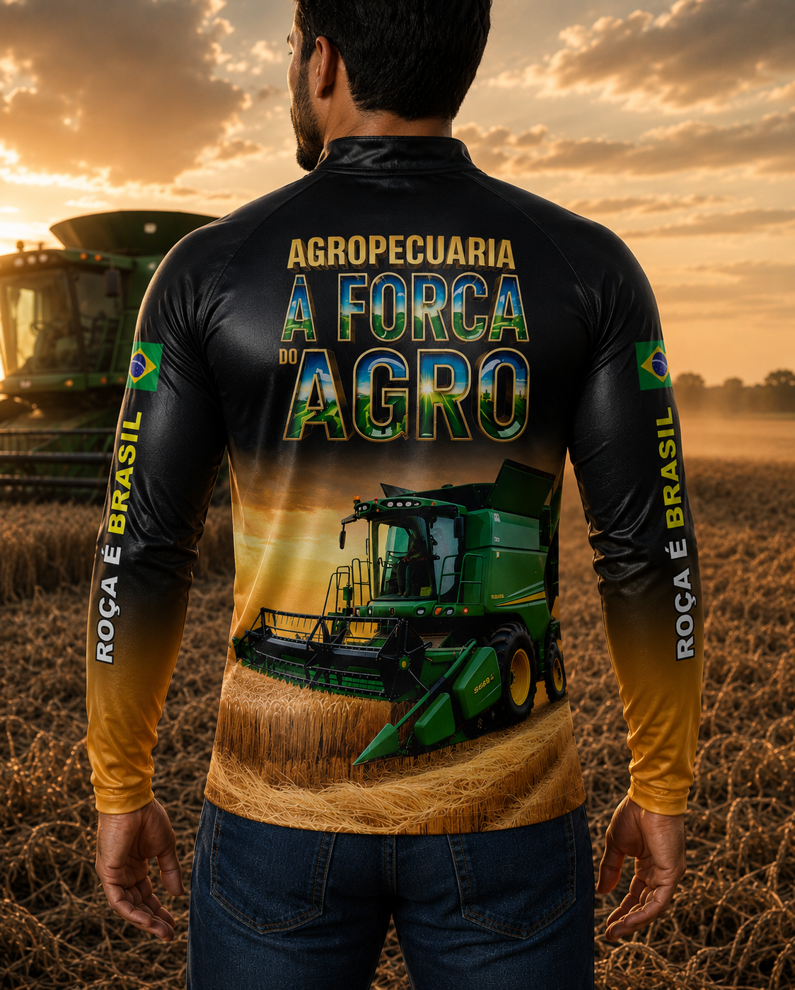 Camiseta Raglan Gola Padre com Zíper