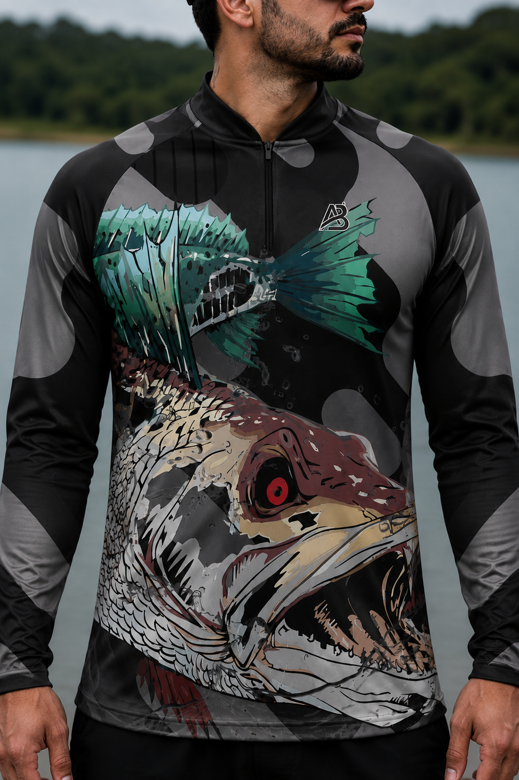 Camiseta Raglan Gola Padre com Zíper