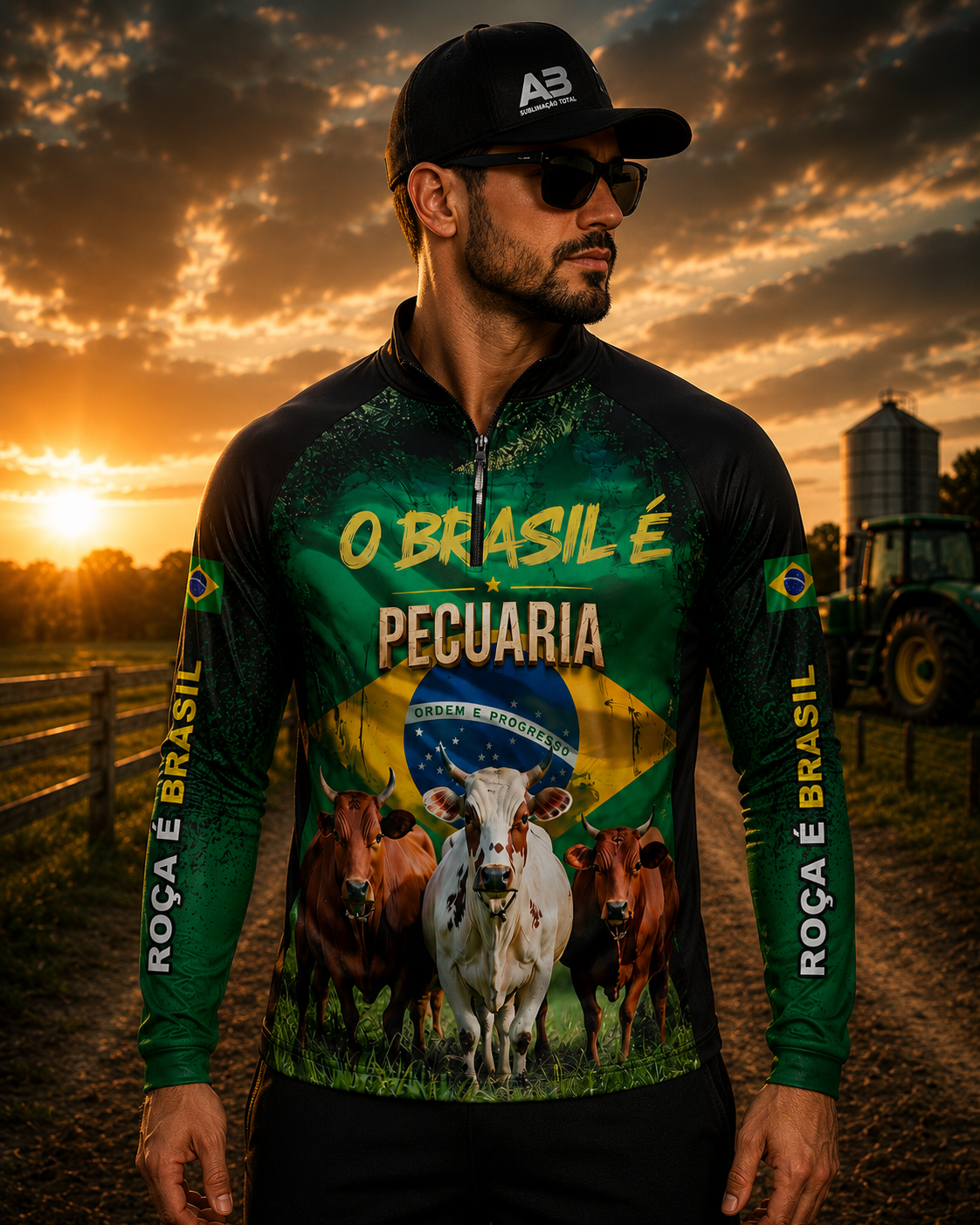 Camiseta Raglan Gola Padre com Zíper