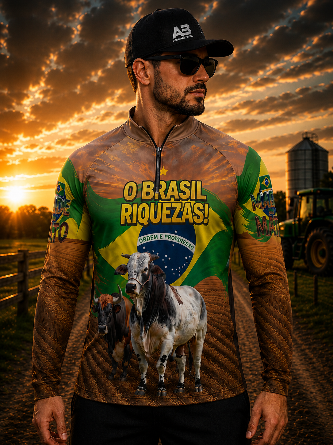Camiseta Raglan Gola Padre com Zíper