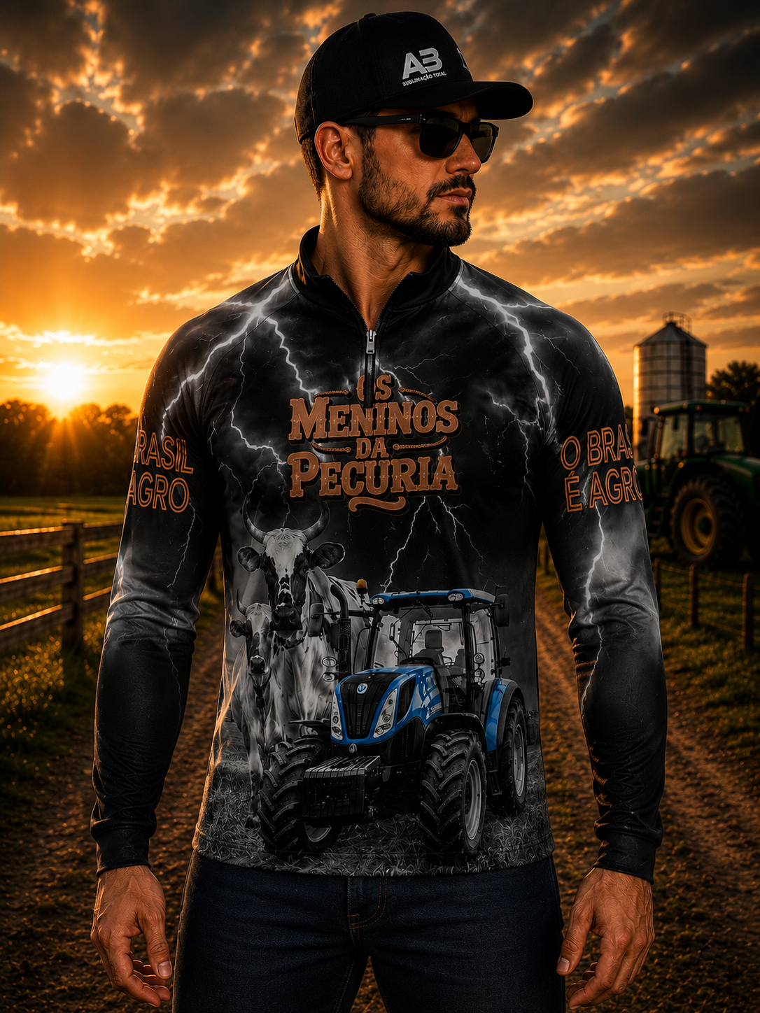 Camiseta Raglan Gola Padre com Zíper
