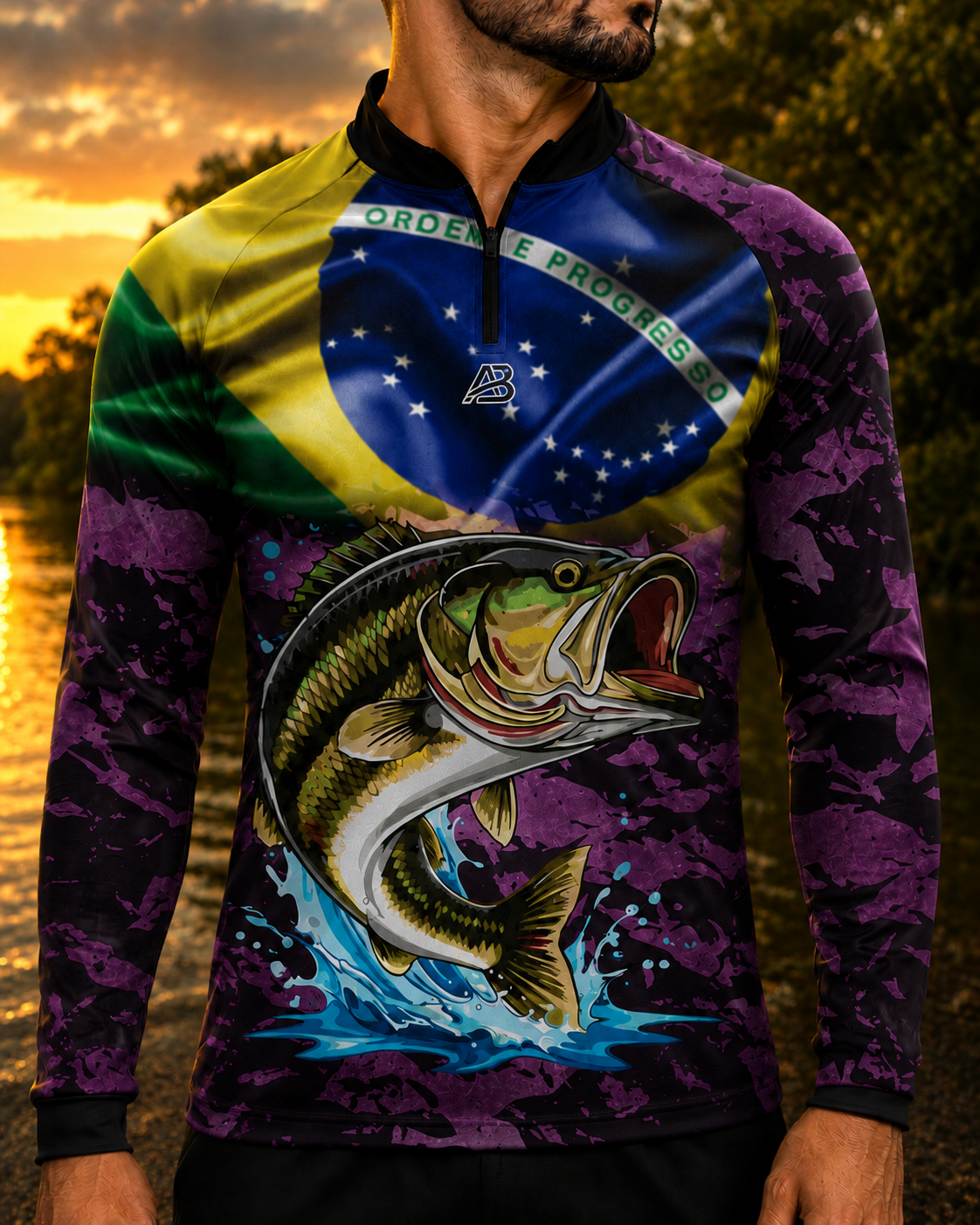 Camiseta Raglan Gola Padre com Zíper