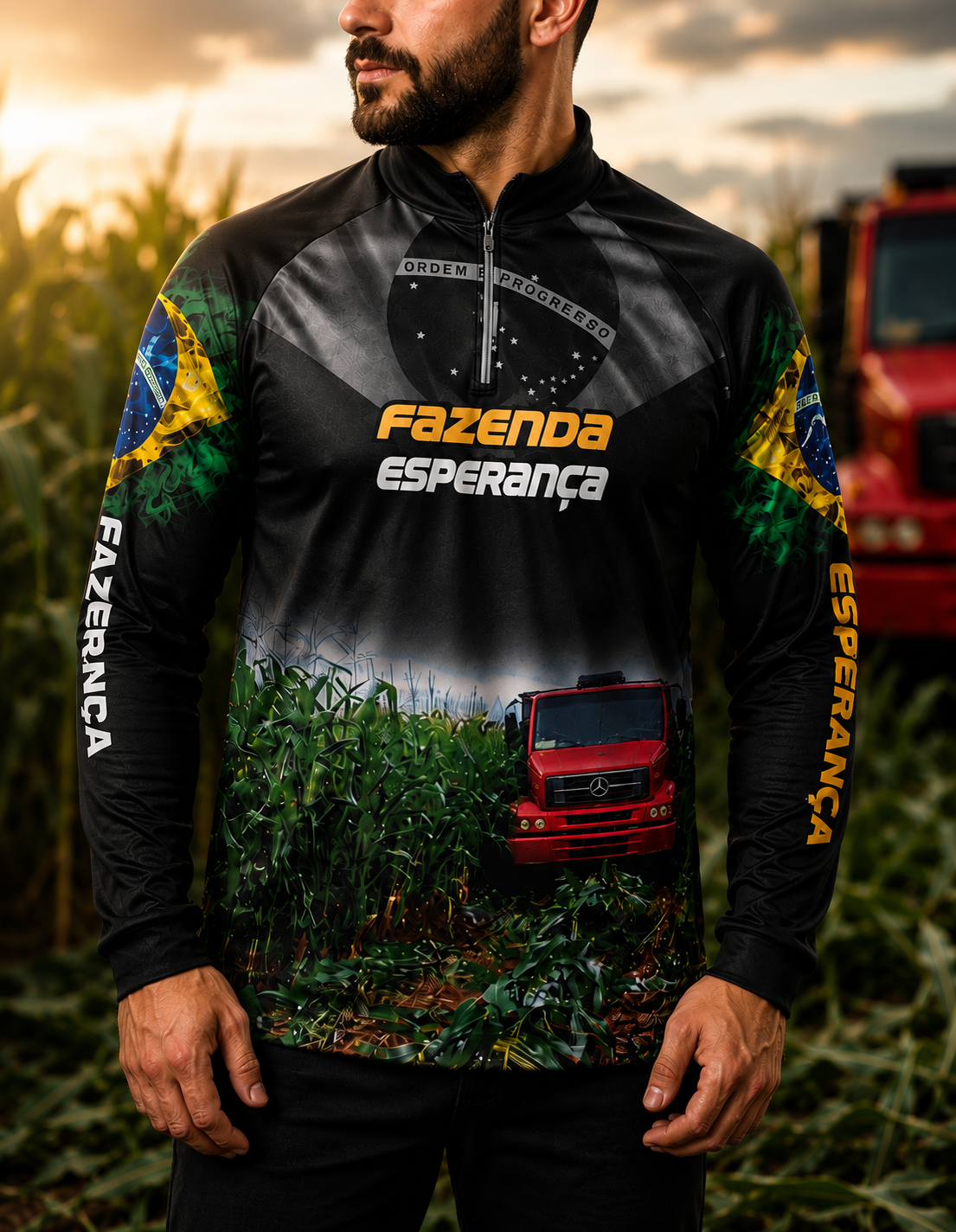 Camiseta Raglan Gola Padre com Zíper