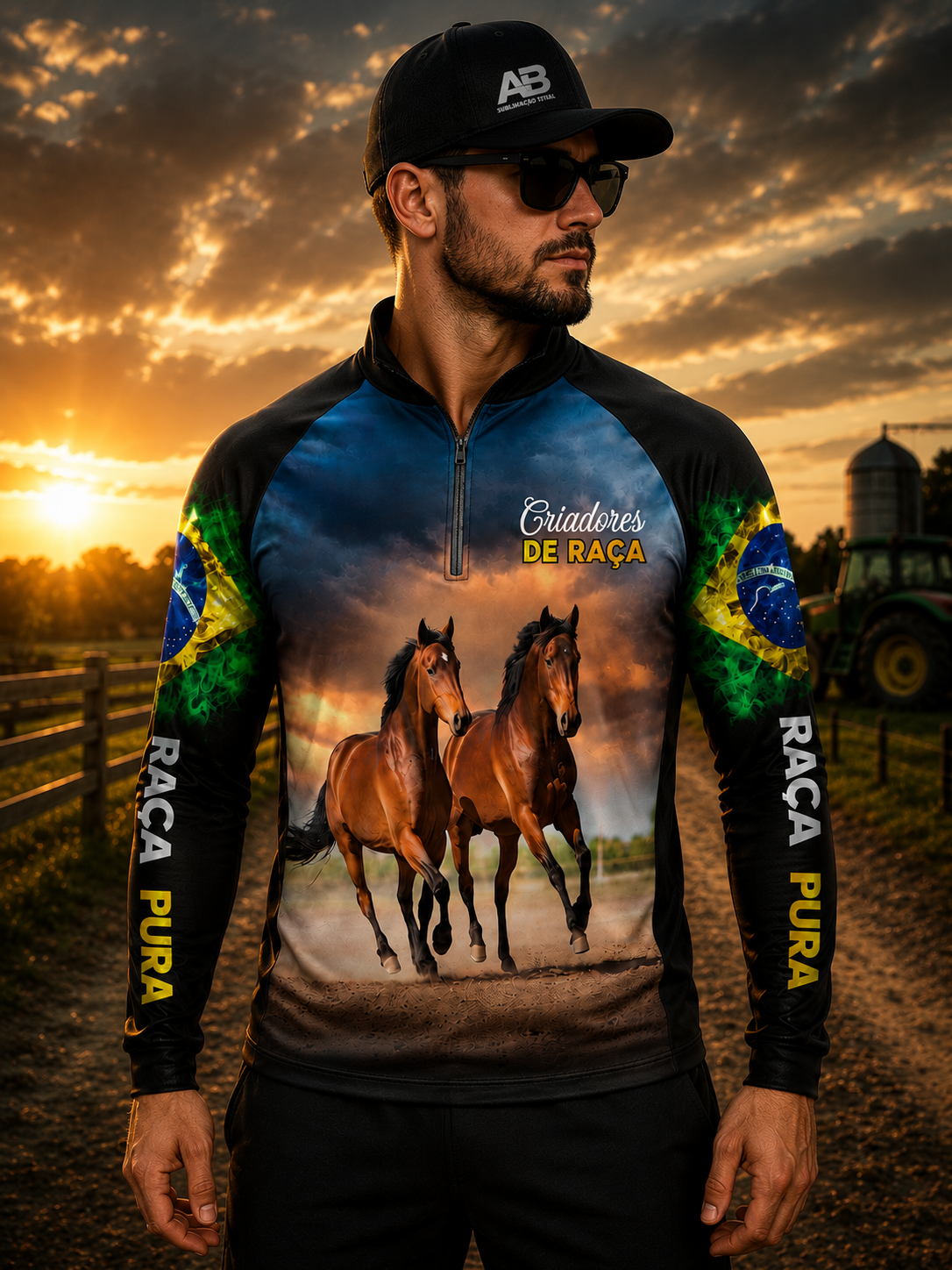 Camiseta Raglan Gola Padre com Zíper