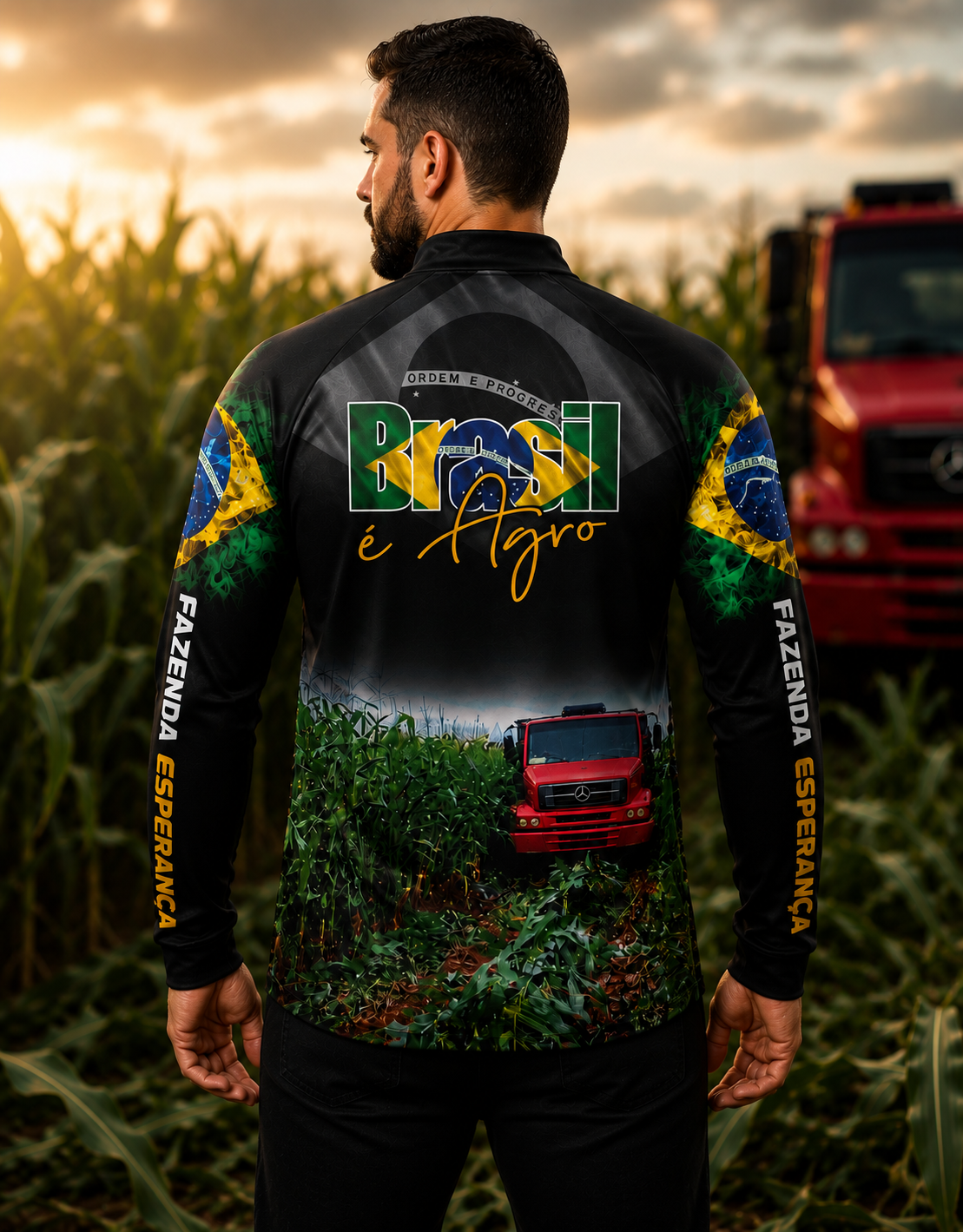 Camiseta Raglan Gola Padre com Zíper