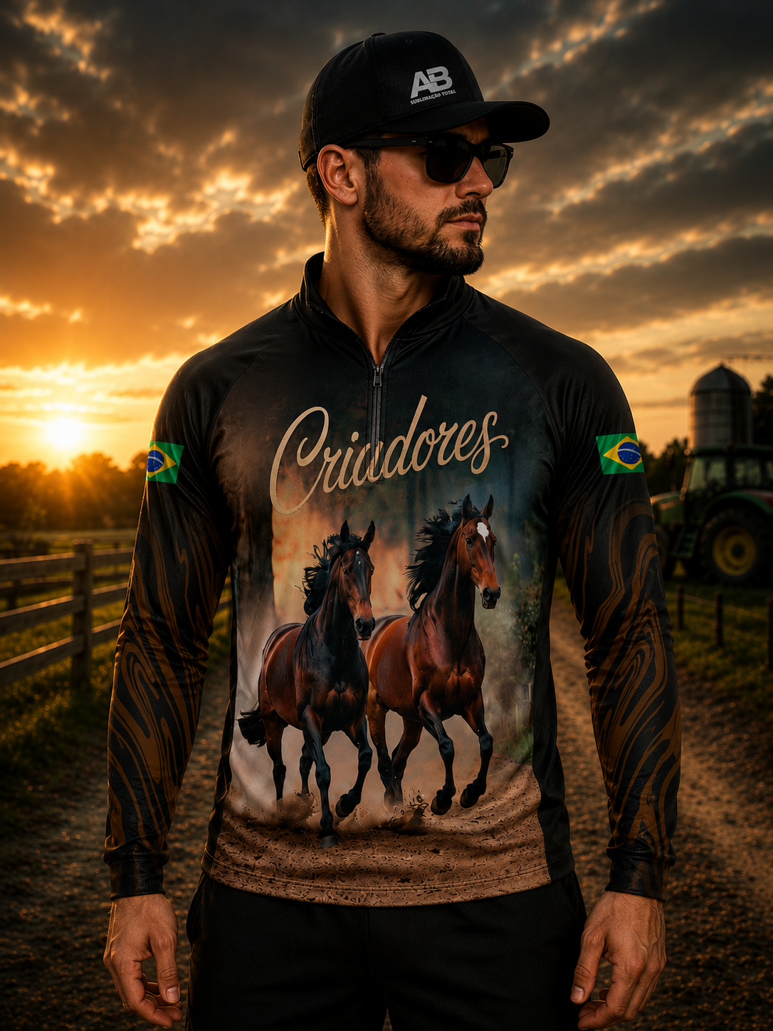 Camiseta Raglan Gola Padre com Zíper